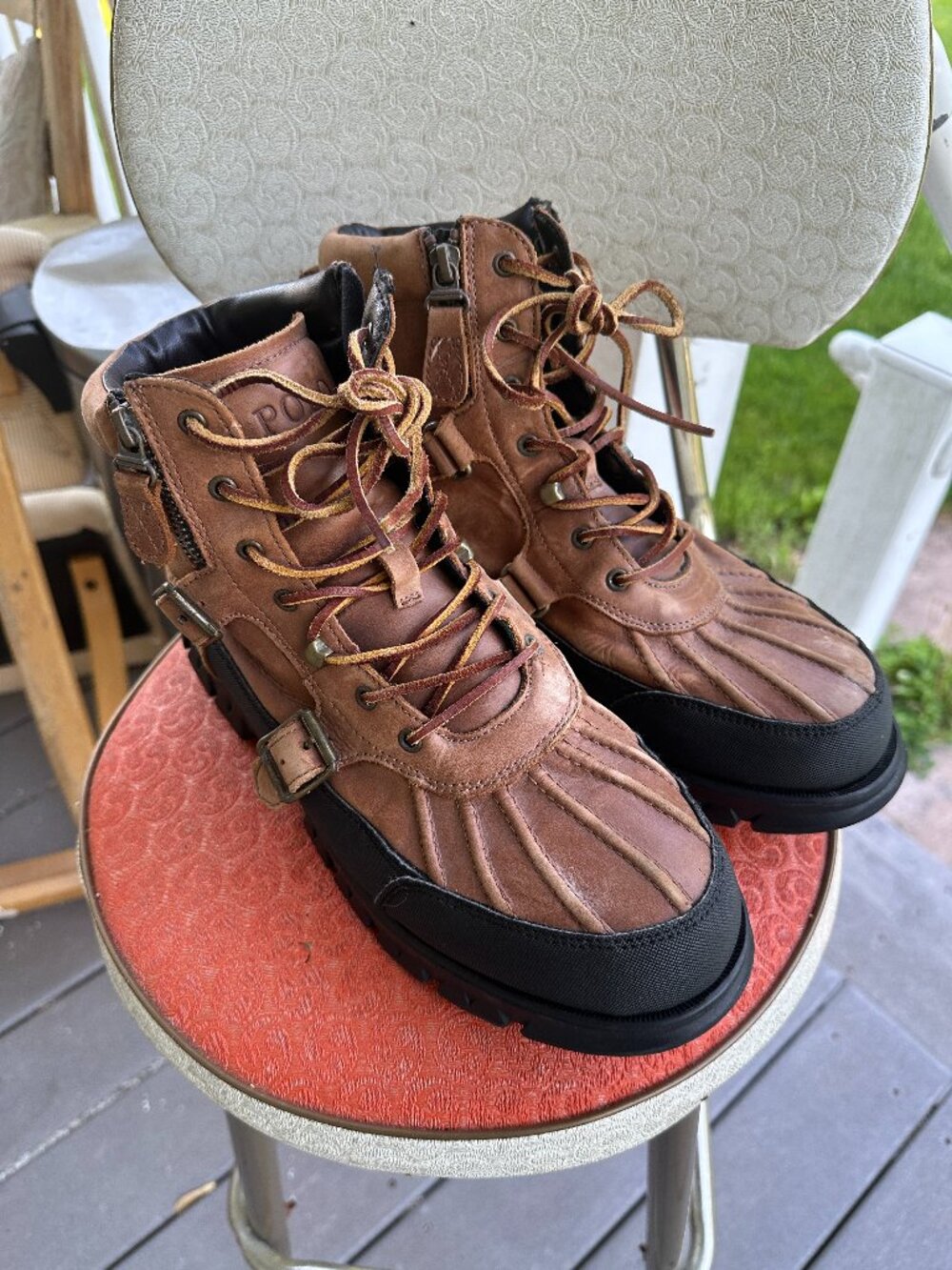 Polo Ralph Lauren Demond Boots Men’s 12D Brown Leather Ankle Hiking Hunting Duck